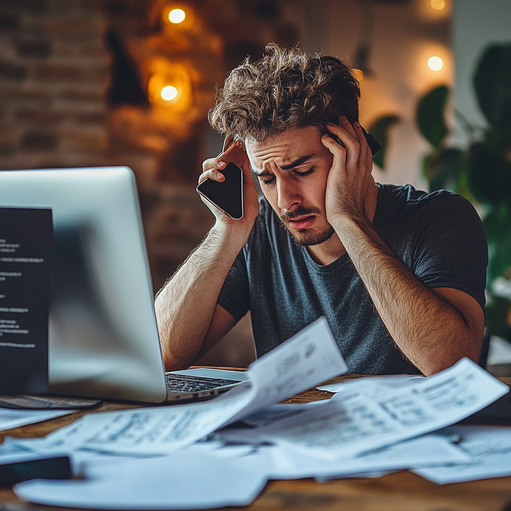 u5959372521_A_stressed_man_at_a_computer_holding_a_phone_in_h_3d7216ea-b0d3-42f9-8566-d945e8dffc68_1