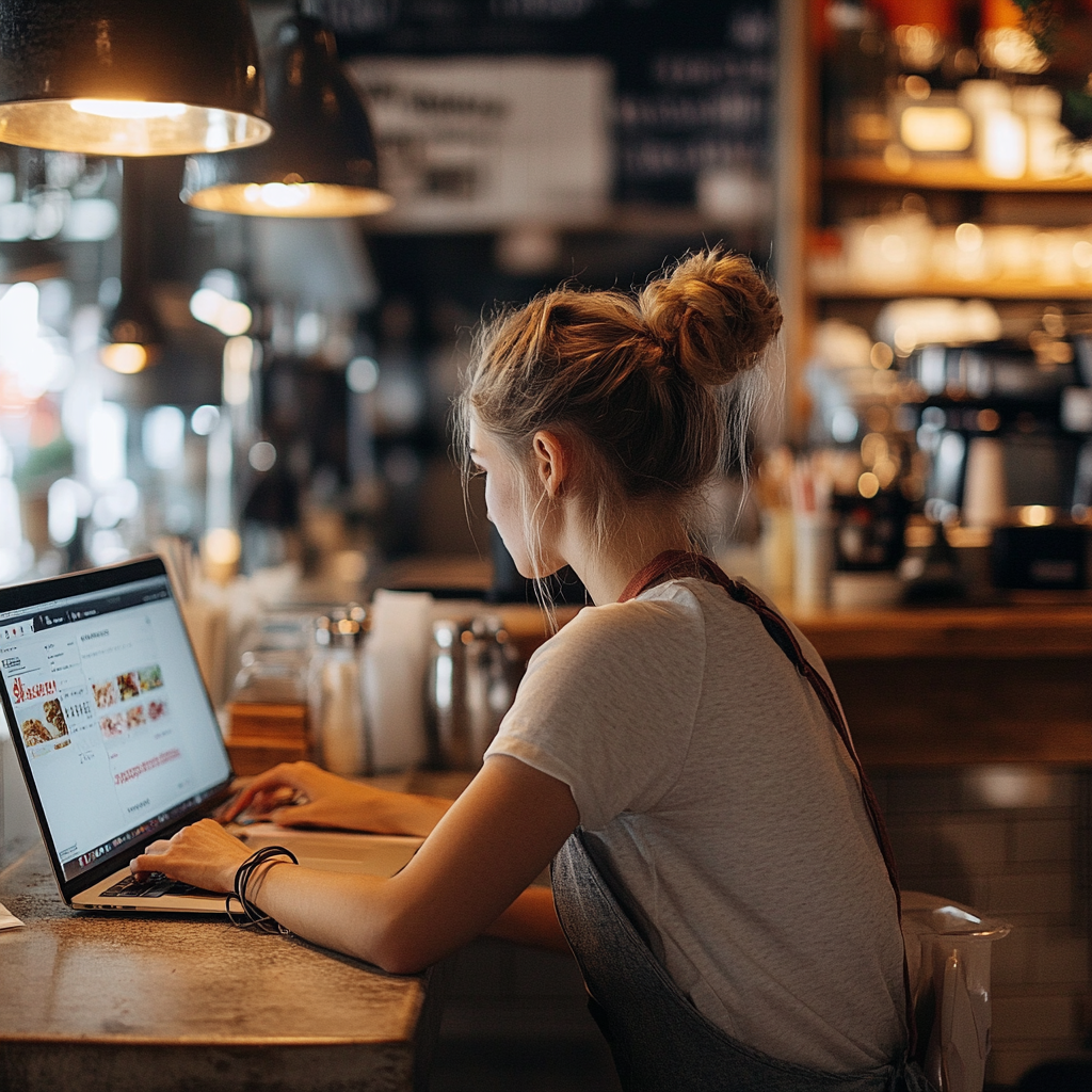 u5959372521_A_woman_working_in_a_restaurant_is_sitting_by_her_3ba97e45-1dd0-4cb6-aac0-7f4c5248c98b_0 u5959372521_A_woman_working_in_a_restaurant_is_sitting_by_her_3ba97e45-1dd0-4cb6-aac0-7f4c5248c98b_0
